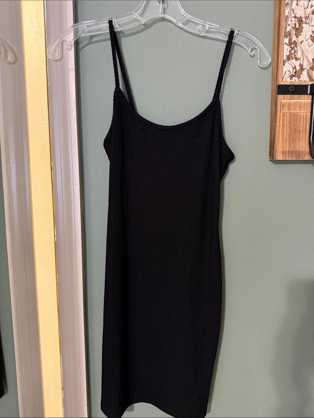 Vintage Urban Outfitters Black Ribbed Spaghetti Strap Mini Dress